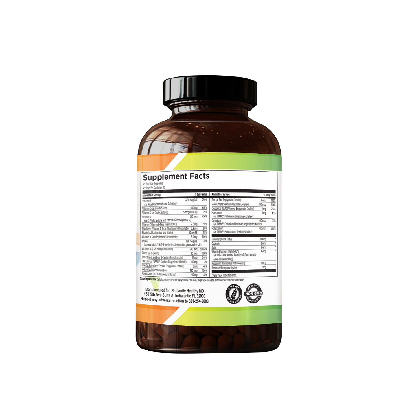 RHMD Wellness with Iron Dietary Supplement, 1000 IU Vitamin D, Immune Support