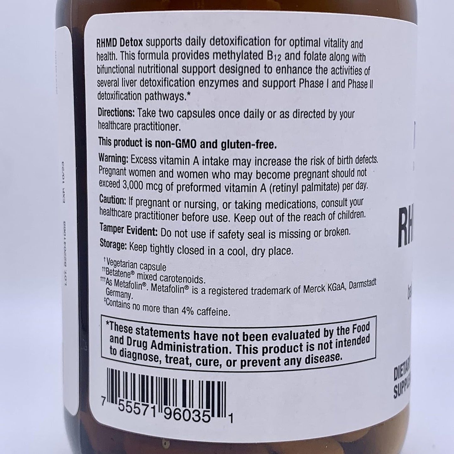 RHMD Detox - Daily Balanced detoxification Support with Methylated B12 & Folate